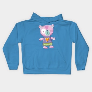 Pink Teddy Bear Cartoon Kids Hoodie